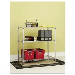 Alera ALESW833614SR Residential Wire Shelving Three-Shelf 36w X 14d X 36h Silver -Tool Storage Sales alensw833614sr b