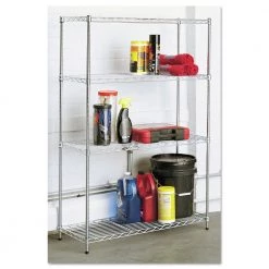 Alera ALESW843614SR Residential Wire Shelving Four-Shelf 36w X 14d X 54h Silver -Tool Storage Sales alensw843614sr b