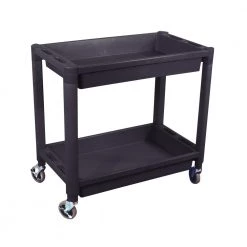 Astro Pneumatic 8330 Heavy Duty Plastic 2-Shelf Utility Cart (Black)