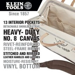 Klein Tools 5102-18SP 18 In. Deluxe Canvas Tool Bag -Tool Storage Sales klnn5102 18sp h
