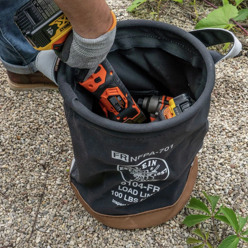 Klein Tools 5104FR 12 In. Flame-Resistant Canvas Bucket - Black 11 Klein Tools 5104FR 12 In. Flame-Resistant Canvas Bucket - Black - Image 9