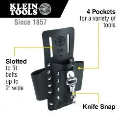 Klein Tools 5119 4-Pocket Multi Tool Holder With Knife Holder -Tool Storage Sales klnn5119 f