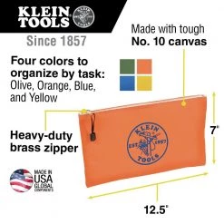 Klein Tools 5140 12 1/2 In. X 7 In. Canvas Zipper Bag Assortments (4/Pack) -Tool Storage Sales klnn5140 e