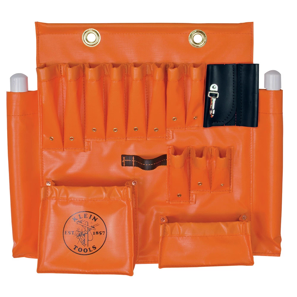 Klein Tools 51829 18 Pocket Vinyl Aerial Apron - Orange 3 Klein Tools 51829 18 Pocket Vinyl Aerial Apron - Orange