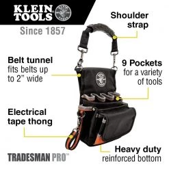 Klein Tools 5242 Tradesman Pro 9.5 In. X 7.5 In. X 9.5 In. 9-Pocket Tool Pouch 10 Klein Tools 5242 Tradesman Pro 9.5 In. X 7.5 In. X 9.5 In. 9-Pocket Tool Pouch -Tool Storage Sales klnn5242 f