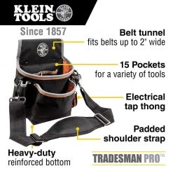 Klein Tools 5243 Tradesman Pro 15 Pocket Tool Pouch -Tool Storage Sales klnn5243 g