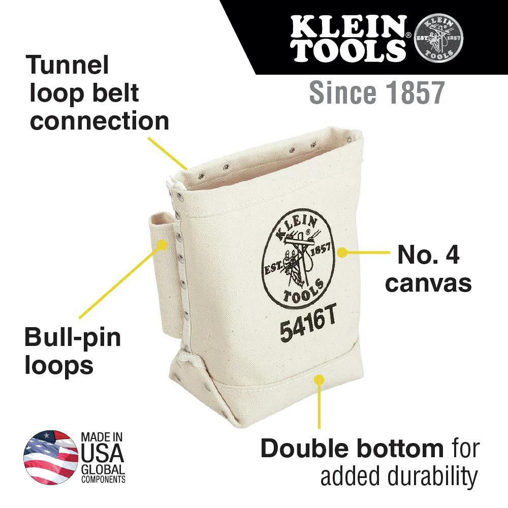 Klein Tools 5416T No. 4 Canvas 5 X 10 X 9 In. Bull Pin And Bolt Pouch With Tunnel Connection 4 Klein Tools 5416T No. 4 Canvas 5 X 10 X 9 In. Bull Pin And Bolt Pouch With Tunnel Connection - Image 2