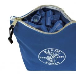 Klein Tools 5539BLU 10 In. X 3.5 In. X 8 In. Canvas Zipper Consumables Tool Pouch - Blue -Tool Storage Sales klnn5539blu a