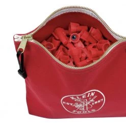 Klein Tools 5539RED 10 In. X 3.5 In. X 8 In. Canvas Zipper Consumables Tool Pouch - Red -Tool Storage Sales klnn5539red a
