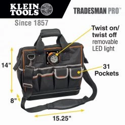 Klein Tools 55431 Tradesman Pro Lighted Tool Bag -Tool Storage Sales klnn55431 e