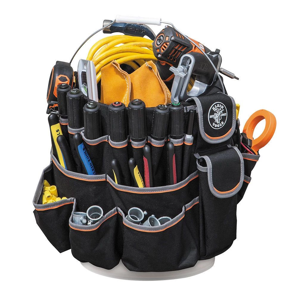 Klein Tools 55448 Tradesman Pro 45-Pocket Bucket Bag - Black/Gray/Orange 7 Klein Tools 55448 Tradesman Pro 45-Pocket Bucket Bag - Black/Gray/Orange - Image 5