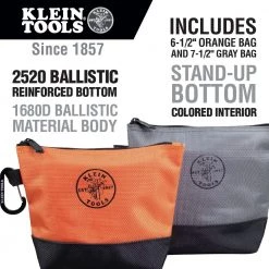 Klein Tools 55470 2-Piece Stand-Up Zipper Tool Bag Set - Orange/Black, Gray/Black -Tool Storage Sales klnn55470 e
