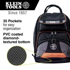 Klein Tools 55475 Tradesman Pro 17.5 In. 35-Pocket Tool Bag Backpack - Black/Orange 16 Klein Tools 55475 Tradesman Pro 17.5 In. 35-Pocket Tool Bag Backpack - Black/Orange -Tool Storage Sales klnn55475 g