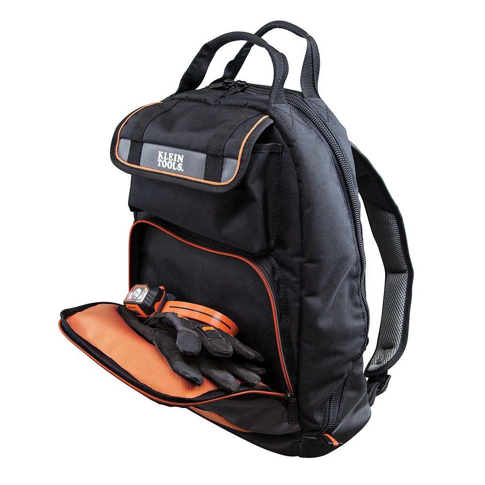 Klein Tools 55475 Tradesman Pro 17.5 In. 35-Pocket Tool Bag Backpack - Black/Orange 12 Klein Tools 55475 Tradesman Pro 17.5 In. 35-Pocket Tool Bag Backpack - Black/Orange - Image 10
