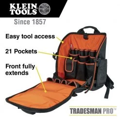 Klein Tools 55482 Tradesman Pro Tool Station 17.25 In. Tool Bag Backpack -Tool Storage Sales klnn55482 d