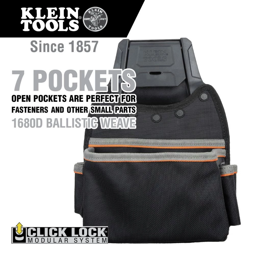 Klein Tools 55913 Tradesman Pro 11.75 In. X 8.625 In. X 6 In. Modular Parts Pouch With Belt Clip - Black/Gray/Orange 4 Klein Tools 55913 Tradesman Pro 11.75 In. X 8.625 In. X 6 In. Modular Parts Pouch With Belt Clip - Black/Gray/Orange - Image 2