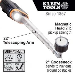 Klein Tools 56027 Telescoping Magnetic LED Light And Pickup Tool -Tool Storage Sales klnn56027 f