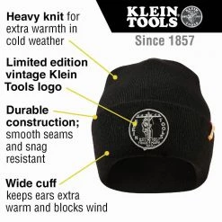 Klein Tools 60388 Heavy Knit Hat - One Size, Black -Tool Storage Sales klnn60388 d