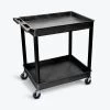 Luxor TC11 400 Lbs. Capacity 2 Shelf Plastic Utility Cart - Black